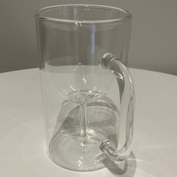 Fred And Friends 2009 Winestrin Clear Hand Blown Glass 6" Wine Glass Beer Mug - Picture 4 of 8